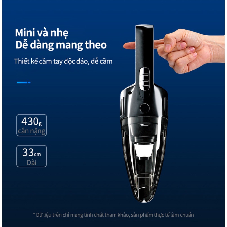 Máy hút bụi cầm tay mini không dây cao cấp bản Adapter,7000PA hút mạnh