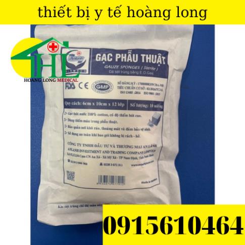 túi 50 gói gạc phẫu thuật tiệt trùng an lành 7.5x7,5x6 lớp 1 gói 10 miếng