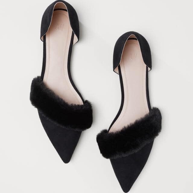 Giày bệt viền lông hm