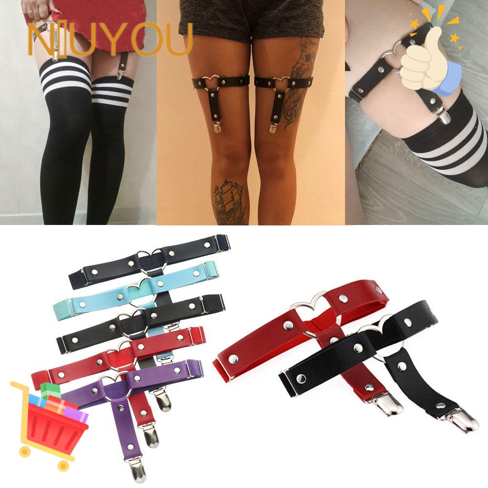Elastic Heart Leg Straps Women Pu Leather Garter Belt Punk Gothic Accessories Black Harajuku Thigh Harness