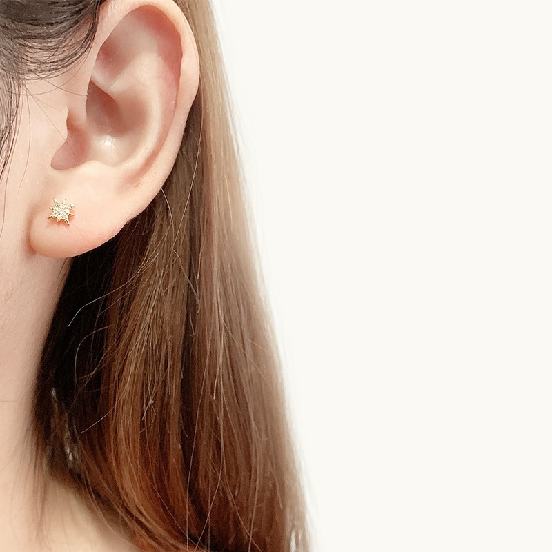 Bông tai bạc ý 925 kim cương nhân tạo nữ ngôi sao