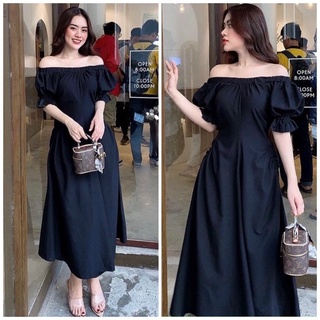 Đầm đen trễ vai nhúng eo xuongvnxk