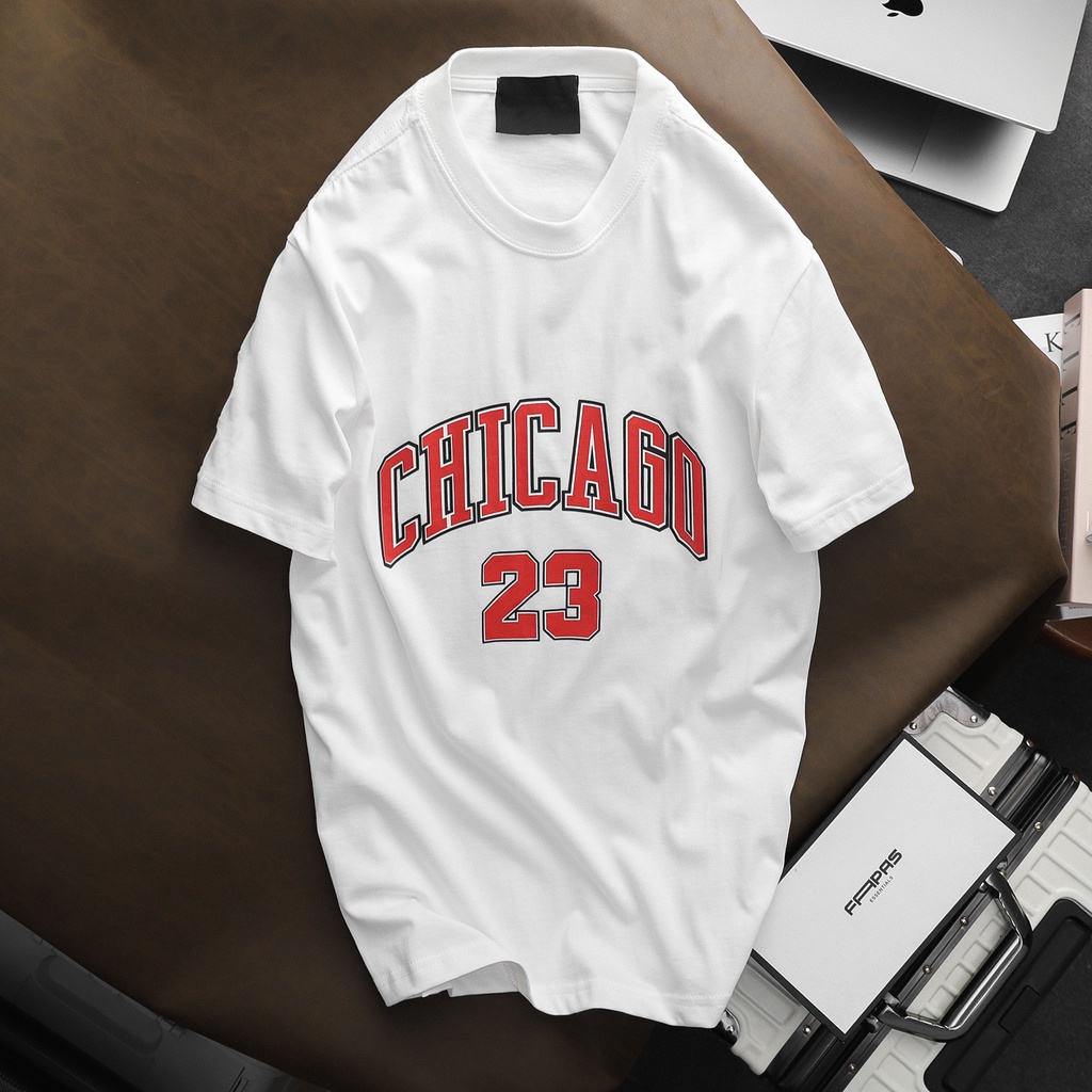 Áo thun tay lỡ nam nữ in chữ Chicago , Vải Cotton Form Oversize - SELECTED.STORE