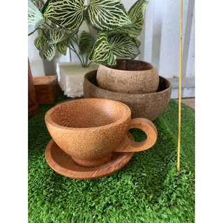 Ly Cafe gỗ dừa tặng muỗng cefe