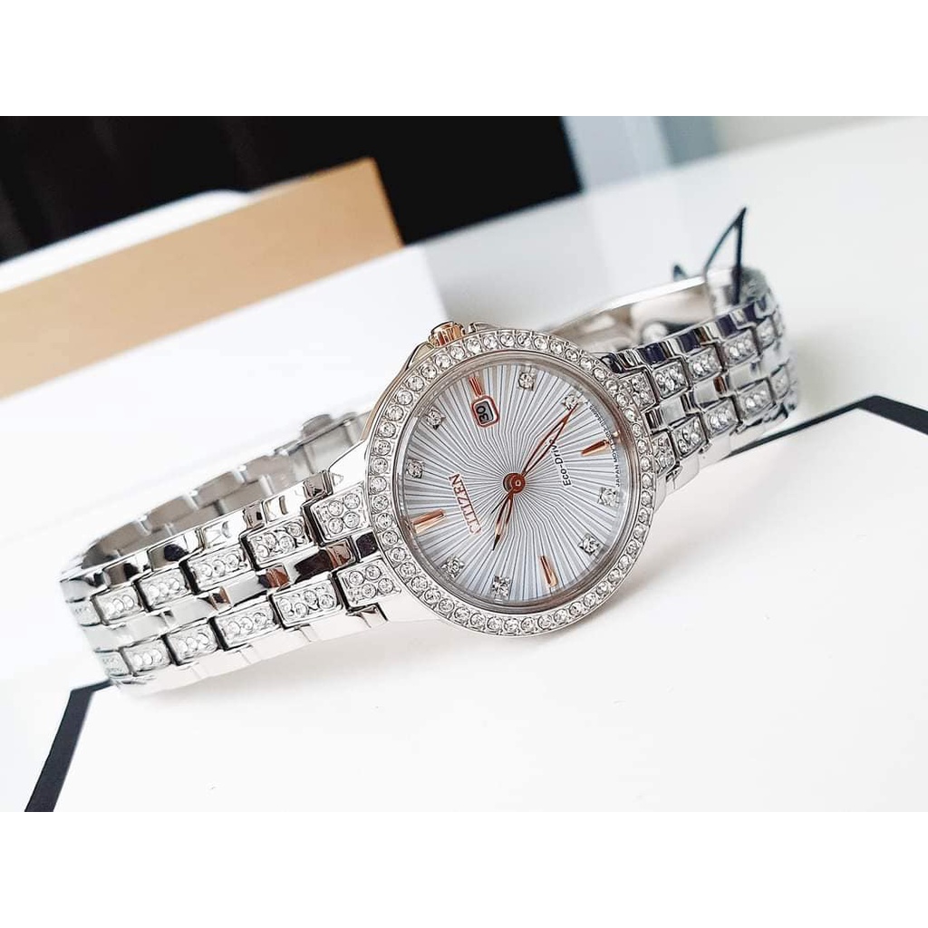 Đồng hồ nữ cao cấp Citizen Eco-Drive EW2340-58A Crystal Accent Silver-Ton chính hãng