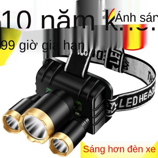 Đèn pha LED ánh sáng mạnh Đầu siêu -đèn pin gắn ngoài trời tầm xa có thể sạc lại câu cá đêm xenon thợ mỏ nhỏ v