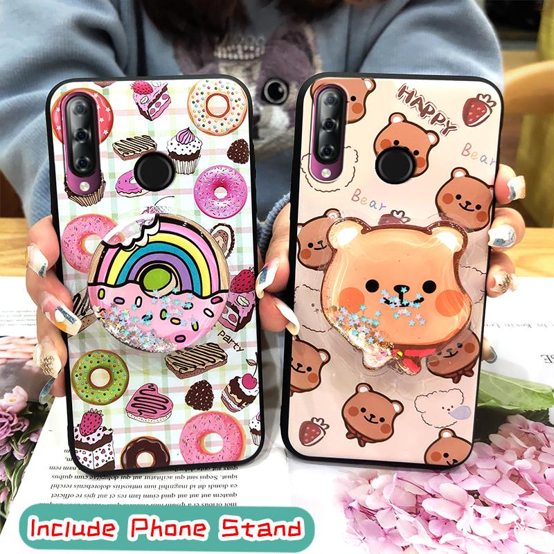 Ốp điện thoại mềm chống bụi bẩn hình hoạt họa dễ thương nữ tính kèm giá đỡ cho Itel S15/S15 Pro