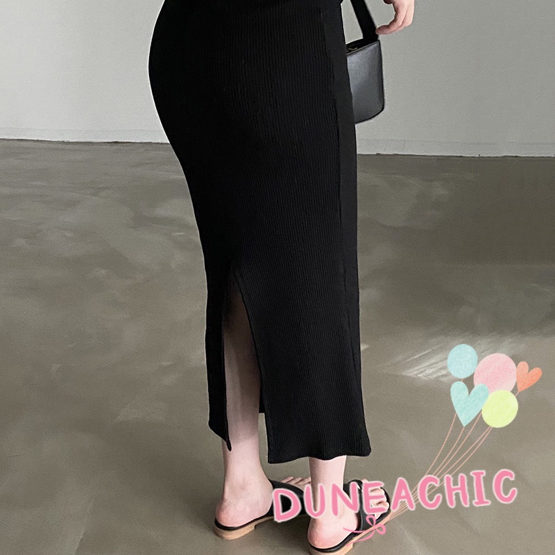 DUNEA Đầm Cổ Vuông Màu Trơn Thời Trang Dành Cho Nữ