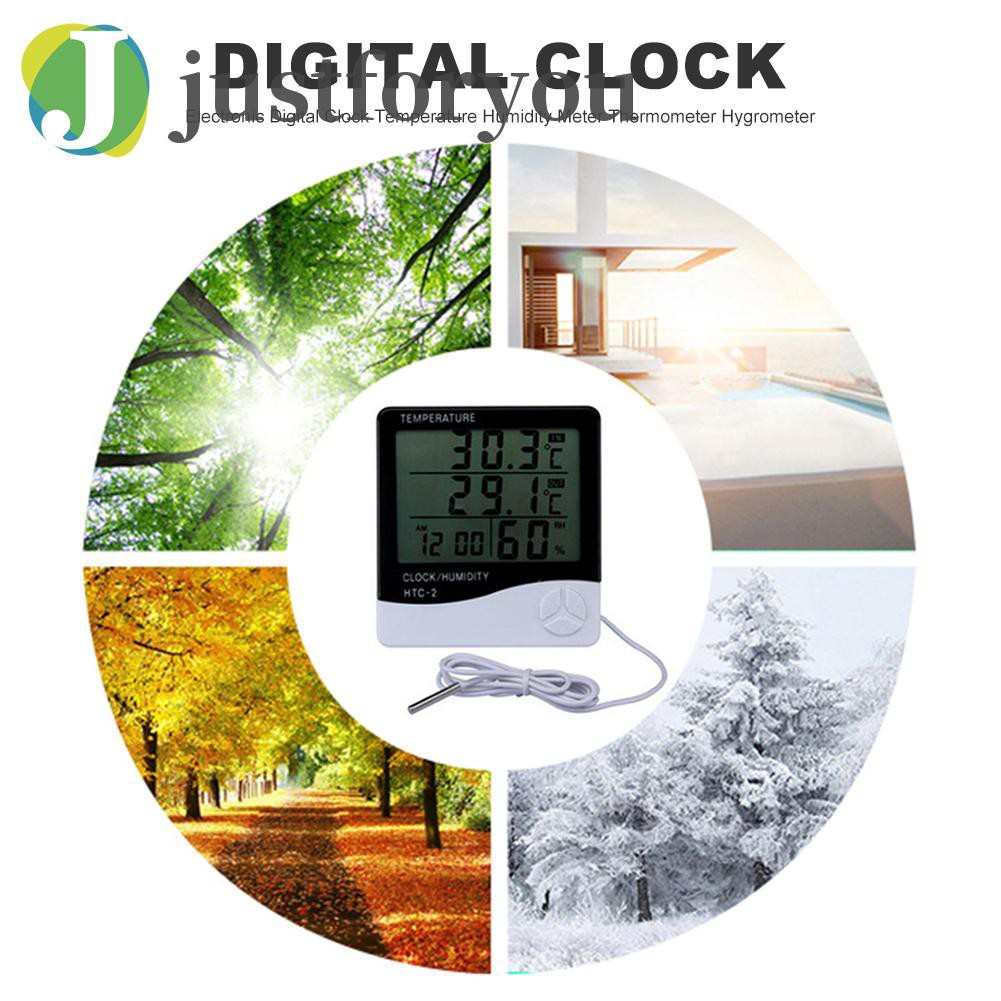 Justforyou Electronic Digital Clock Temperature Humidity Meter Thermometer Hygrometer