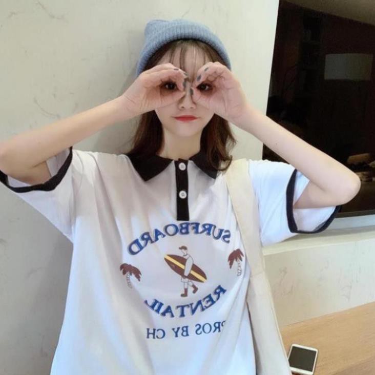 ! Áo Thun Nữ Thời Trang🍀 Áo Phông Polo Có Cổ  Đẹp Tay Lỡ Chùm Mông . New 💝 👕 *