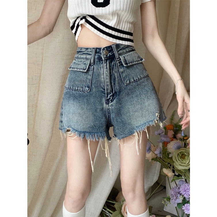 Quần short denim JSC dáng chữ A lưng cao ống rộng thời trang mùa hè cho nữ