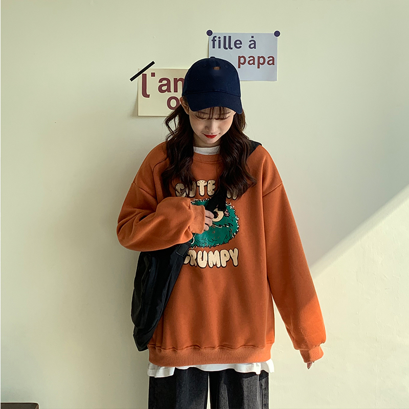 Áo Thun Mùa Đông Dáng Rộng In Hình Hoạt Hình Vui Nhộn Phong Cách Hàn Quốc Giản Dị Cho Nữ | BigBuy360 - bigbuy360.vn