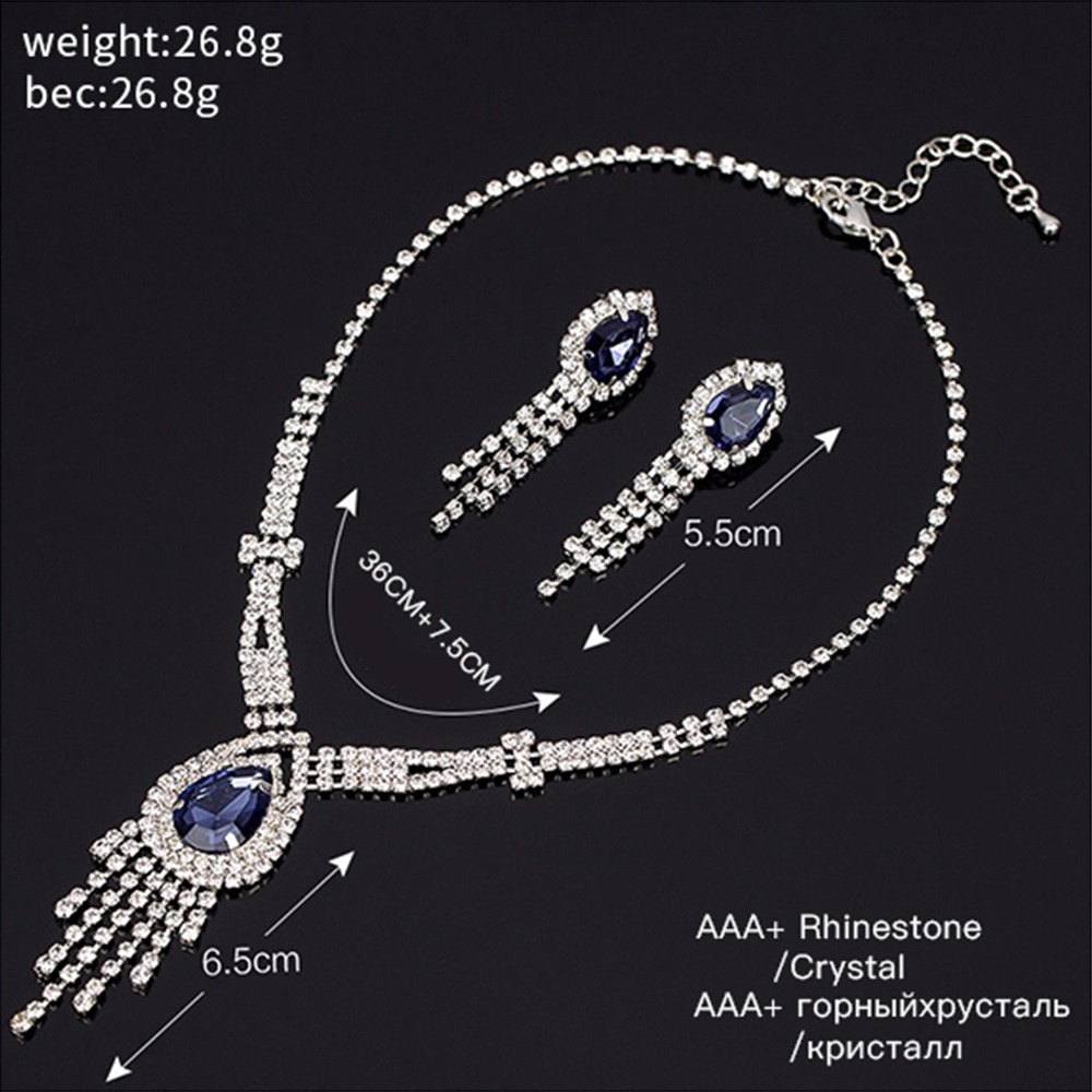 Bộ Vòng cổ Và Đôi Khuyên Tai Hình Quạt Đính Đá Sang Trọng Cho Cô Dâu