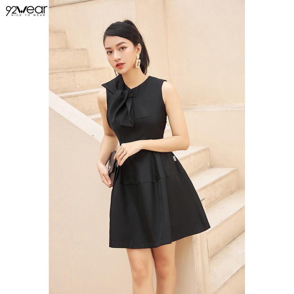 Váy xòe công sở đủ màu, dáng xòe xoắn nơ DEW0575 92WEAR | BigBuy360 - bigbuy360.vn