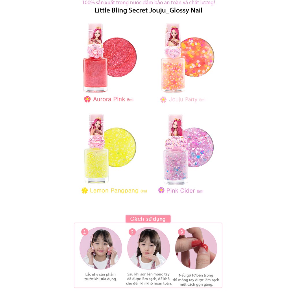 Set mỹ phẩm trang điểm cho bé Little Bling Secret Jouju Lip Crayon+ Ring Nail+ Mask Pack