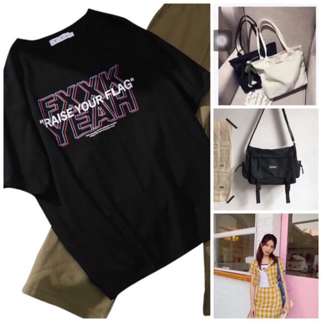 Combo áo pull túi xách bông tai