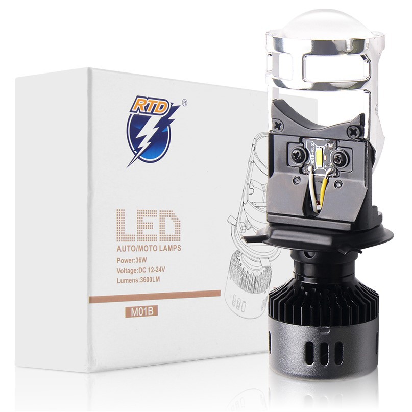 Đèn led bi cầu mini chân h4 RTD M01B bản nâng cấp có chắn sáng chống chói, giá rẻ, giá 1 bóng