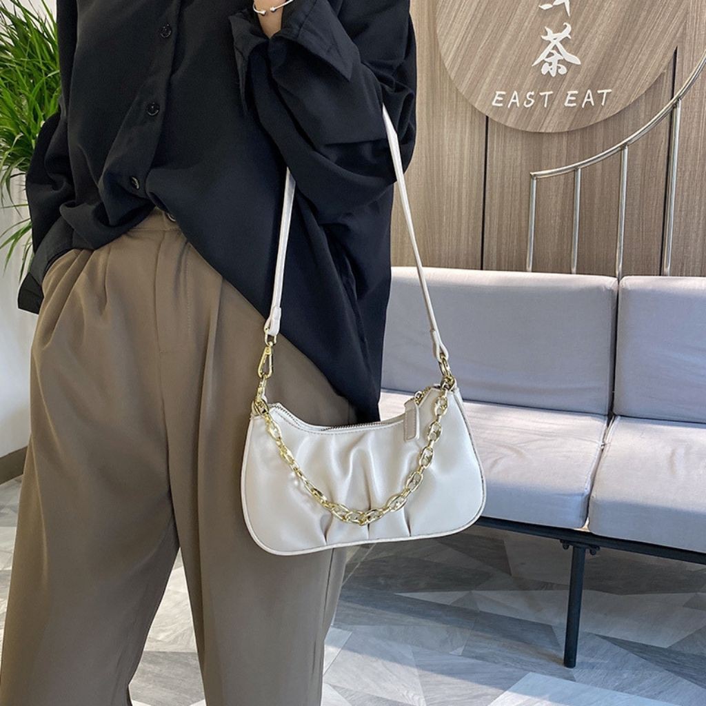 (Hàng loại 1) Túi kẹp nách nữ dây xích da nhăn KR 356- Da PU mềm mịn, Size 25, 3 màu lựa chọn- KARA 356 | BigBuy360 - bigbuy360.vn