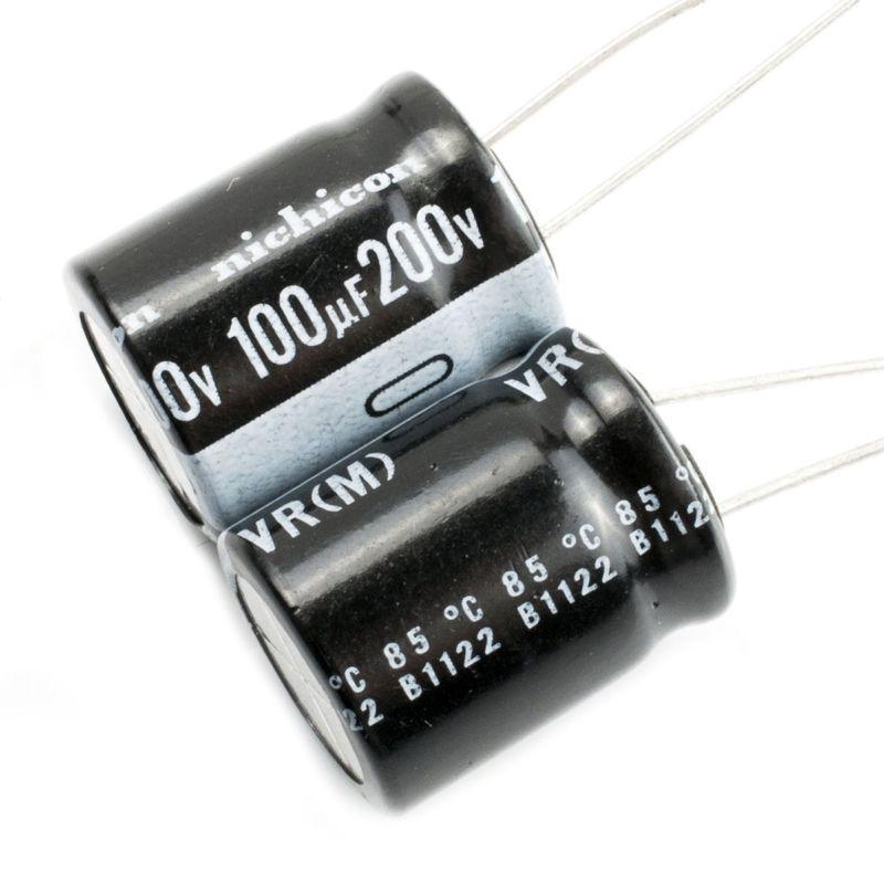 Hàng có sẵn * Tụ điện Nichicon 200V 100uf VR 85°C 16x20mm