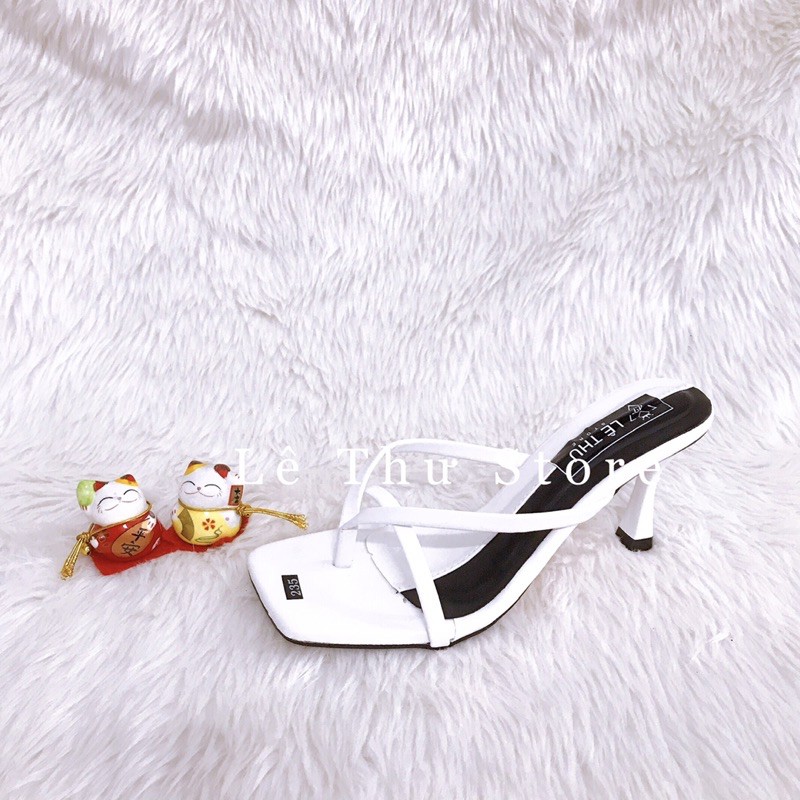 Guốc dép nữ 7 phân kẹp ngón dây mảnh nối 2 màu LT (D010)