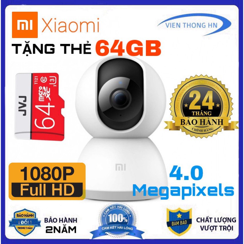 Camera wifi ip Xiaomi Mijia FULL HD 1080P đàm thoại 2 chiều xoay 360 độ - TẶNG THẺ NHỚ 64GB - vienthonghn