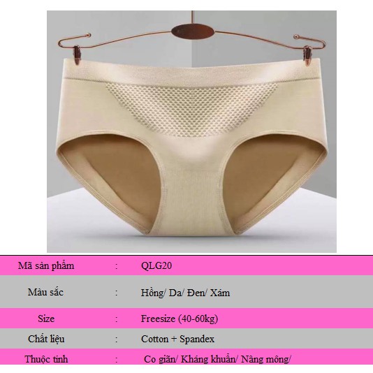Quần lót nữ cotton tổ ong nâng mông 3D freesize 40-60kg Lakimo QLG20 | BigBuy360 - bigbuy360.vn