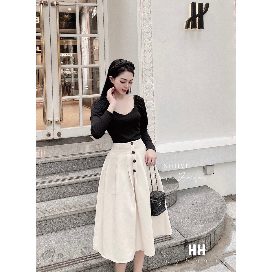 Set váy kèm áo cổ vuông