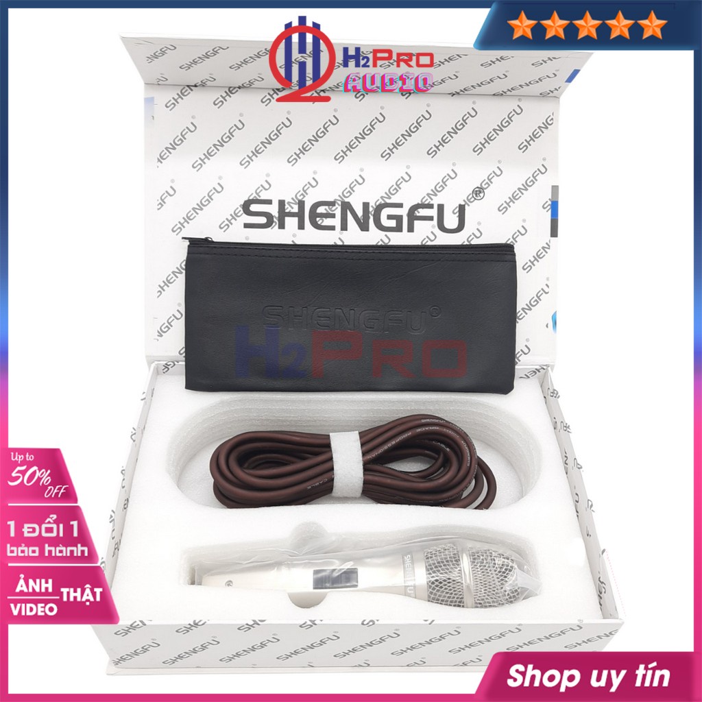 Micro Karaoke Có Dây Shengfu, Mic Dây Karaoke Chính Hãng, Hát Nhẹ, Giảm Hú, Tiếng Sáng, Dây Dài 5M (Tặng Túi Da)-H2pro