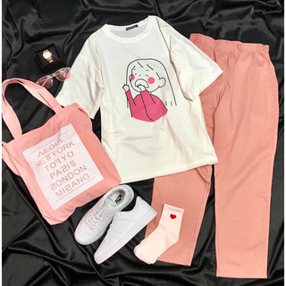 [UNISEX] SET UNISEX CỰC CHẤT - OVERTEE MIX KAKI PANTS ULZZANG GIRL