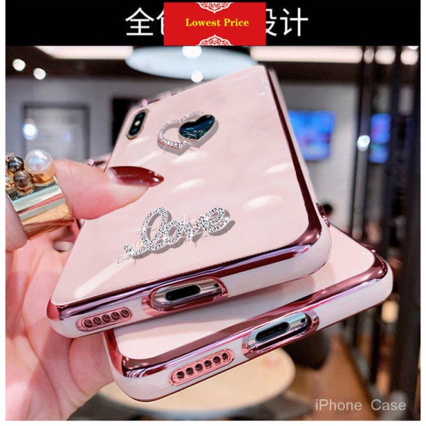 Ốp Điện Thoại Mạ Điện Họa Tiết Trái Tim Cho iPhone 7 8 Plus x Xsmax 11 12 13 14 Pro Max