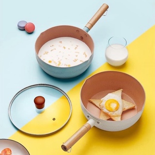 chảo chống dính bếp từ sâu lòng mini Vân đá size 18cm dùng cho mọi loại bếp không kèm vung kính