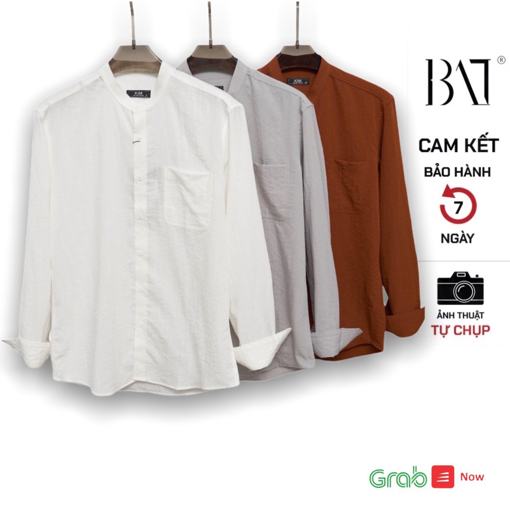 Sơ Mi Đũi Dài Tay Cổ Tàu Túi Ngực Nam Nữ, màu trắng ,Ghi ,Nâu ôm dáng thời trang trẻ