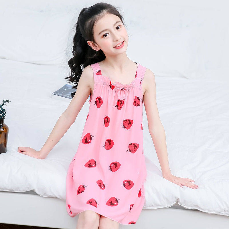 Đầm Ngủ Cotton Không Tay Kiểu Công Chúa Dễ Thương Xinh Xắn Cho Bé Gái