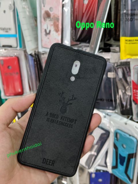 Ốp lưng Oppo Reno chống sốc vải mềm đầu hươu cao cấp
