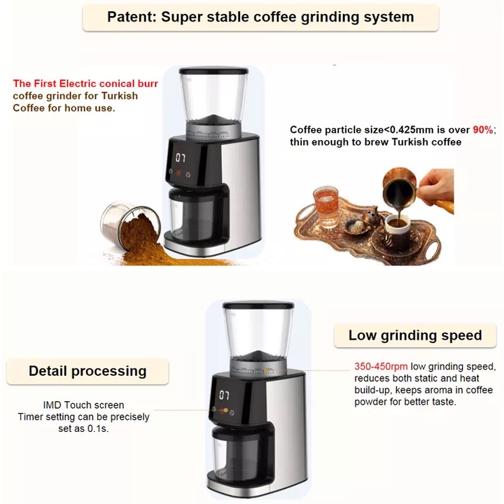 Máy xay hạt cà phê Espresso thương hiệu cao cấp Shardor BD-CG015 Công suất 150W - Hàng Nhập Khẩu