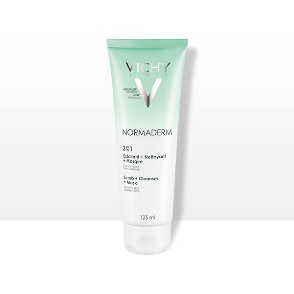 Vichy - Kem Tẩy Tế Bào Chết 3 in 1 Normaderm Ngừa Mụn Kiêm Mặt Nạ 125ml