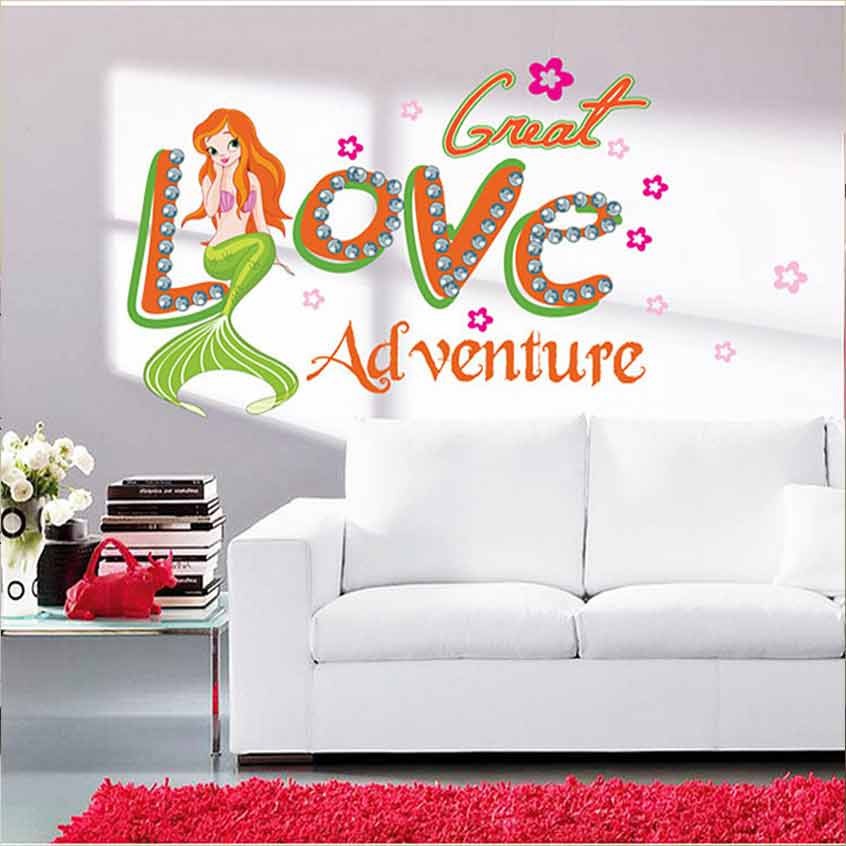 Decal dán tường Nàng tiên cá Love