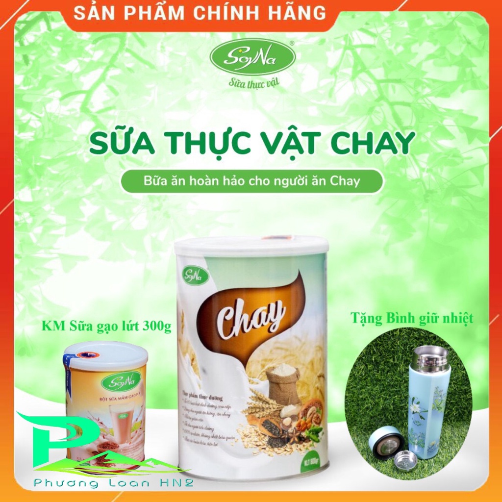 Sữa thực vật Chay SoyNa - Sữa hạt thực dưỡng cho người ăn chay, ăn kiêng, tiểu đường, huyết áp, tim mạch hộp 800g kèm KM