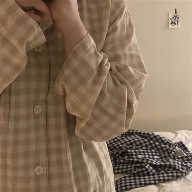 [ORDER] Set pijama dài quần, áo dài kẻ caro ullzang Hàn Quốc - Có ảnh thật