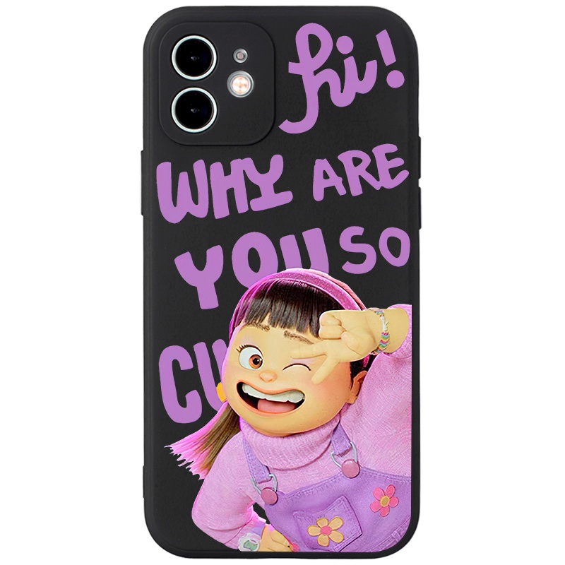 Ốp lưng JURSUE mềm hoạt hình dễ thương đẹp đen Cho iPhone 13 12 11 Pro Max SE 2020 X XR XS 8 7 ip 6S 6 Plus kute Y2132