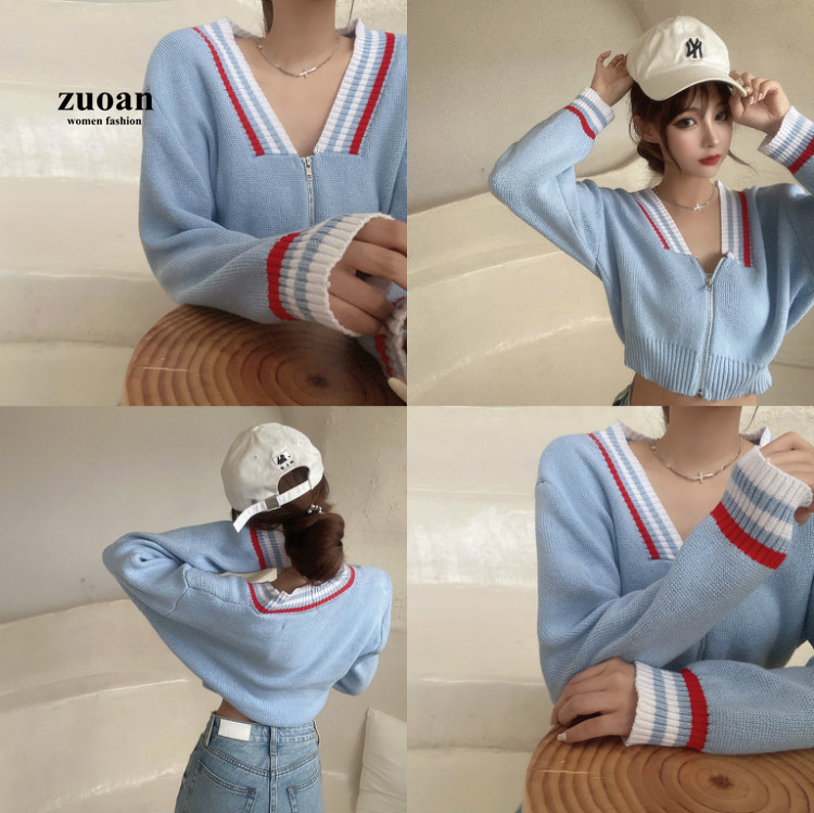 SUXI Áo Len Dài Tay Cổ Chữ V Thời Trang Theo Phong Cách Hàn Quốc Dành Cho Nữ