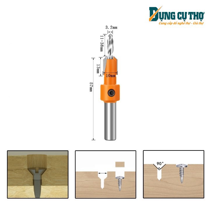 Mũi khoan âm vít gỗ cao cấp - Mũi khoan 2 tầng âm đầu vít tặng lục lăng