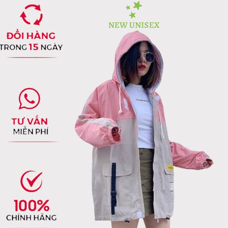 Áo Khoác Nhẹ Nữ Màu Hồng Chất Liệu Kaki 2 Lớp Lót Dù Nón To Che Nắng Logo Thêu Form Rộng Thoải Mái Đi Chơi [NEW UNISEX]