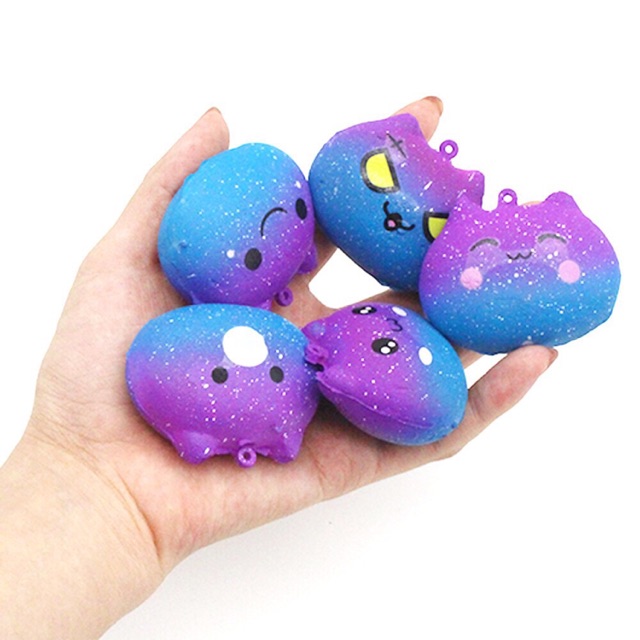 Squishy Đầu Mèo Galaxy( Chọn Moji ngẫu nhiên)