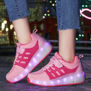 Giày thể thao bánh gót năng động cho trẻ em và nữ có đèn LED sạc pin A91