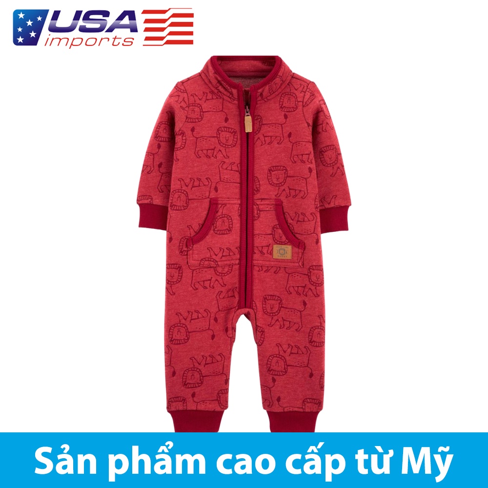 Đồ dài, áo liền quần giữ ấm, jumpsuit giữ ấm đỏ hình sư tử Car-tờ Auth Từ Mỹ (1M149910)