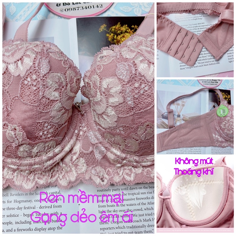 Áo ngực, áo lót ren hoa không mút gọng dẻo siêu mềm nâng tôn dáng vòng 1