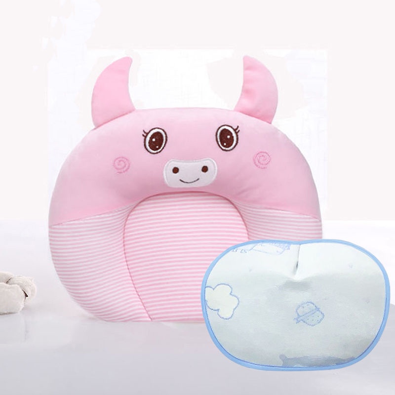 Gối Ngủ Định Hình Chống Bẹp Đầu Chất Liệu Cotton Da Lộn Họa Tiết Hoạt Hình Cho Bé Từ 0-1 - 24 Giờ