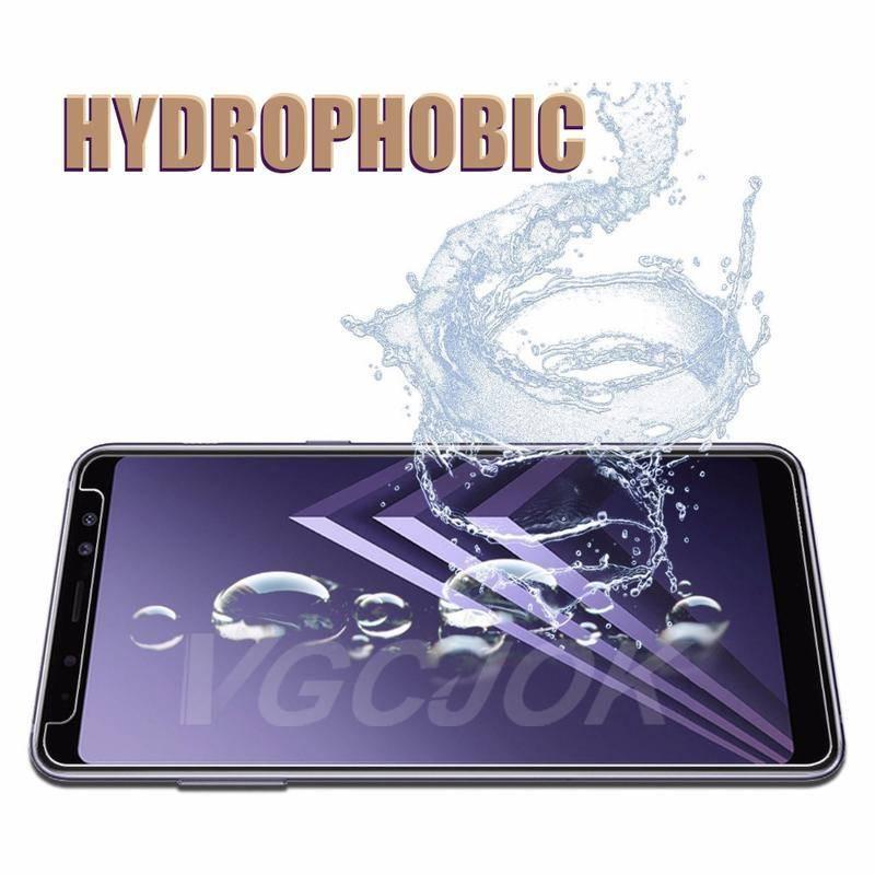 Ốp điện thoại kính cường lực 9D an toàn cho Samsung Galaxy A6 A8 J4 J6 Plus 2018 J2 J8 A7 A9 2018