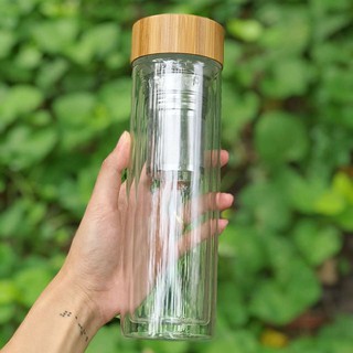 Bình lọc trà thuỷ tinh 2 lớp cao cấp cầm tay 400ml